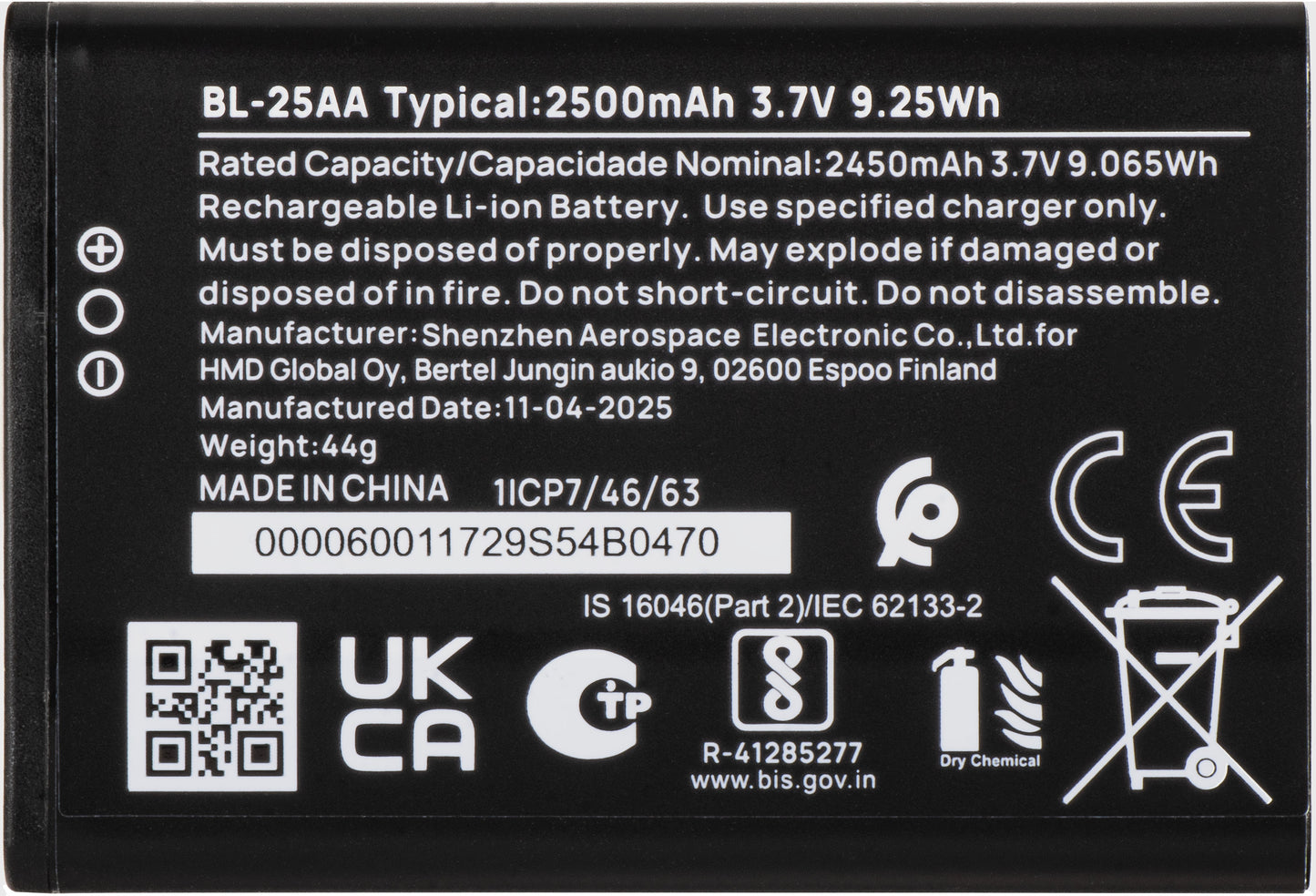 Acumulator HMD 130 Music, BL-25AA, Service Pack SP60Z01Z1730Y