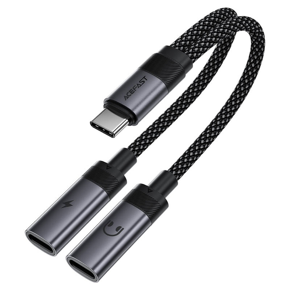 Adaptor Audio USB-C - 2 x USB-C Acefast J14, Negru