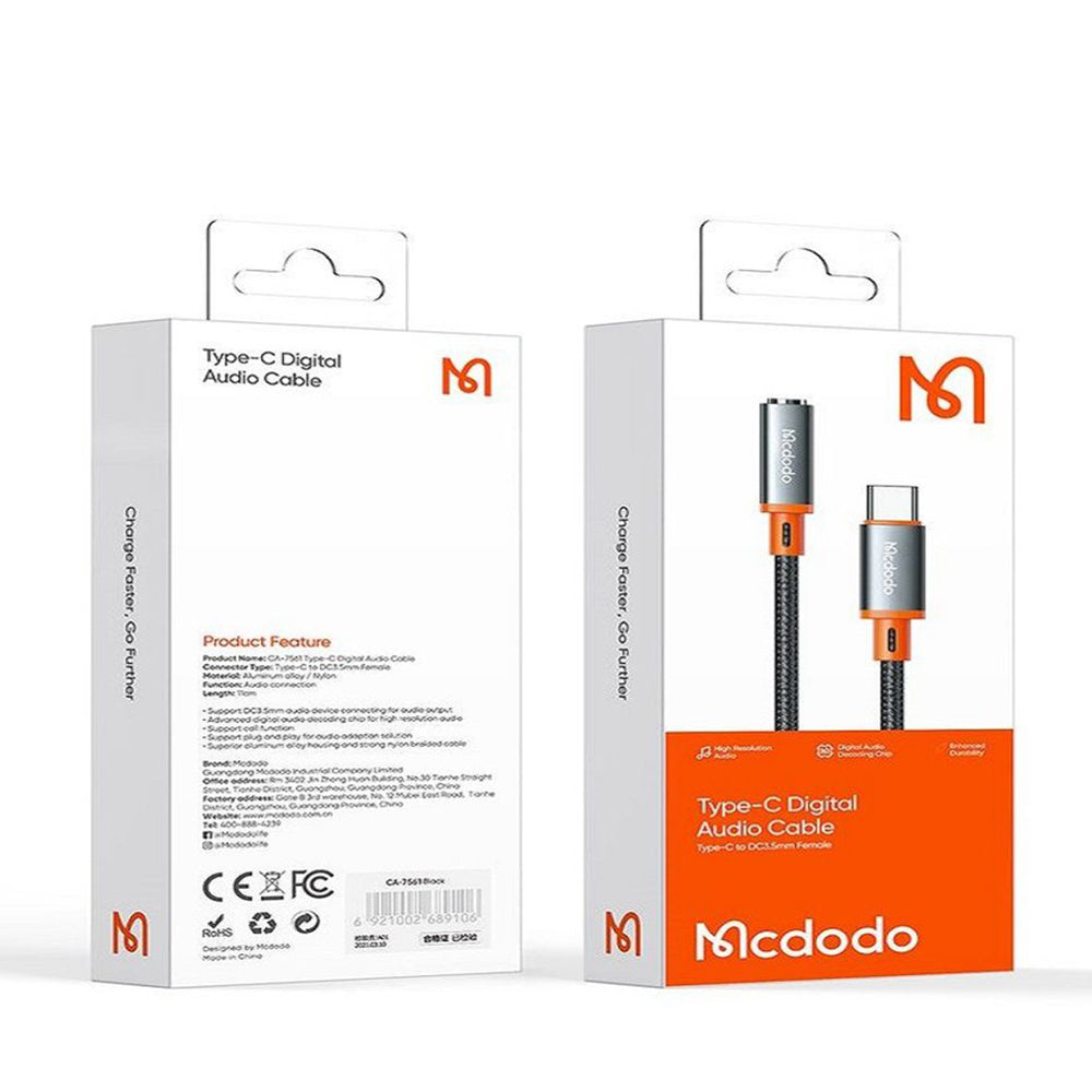 Adaptor Audio USB-C - 3.5mm McDodo CA-7561, Negru