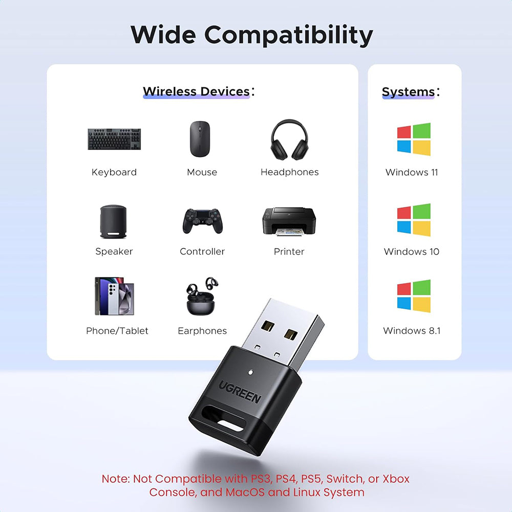 Adaptor Bluetooth USB UGREEN CM748 (45134), Negru