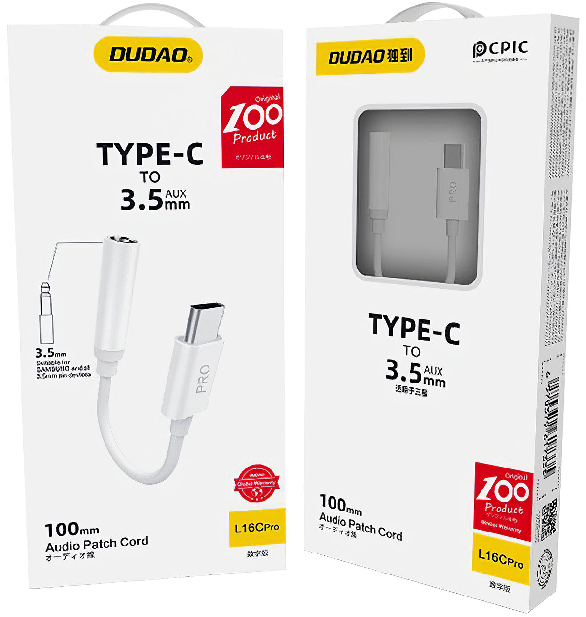 Adaptor Audio USB-C - 3.5mm Dudao L16CPro, Alb