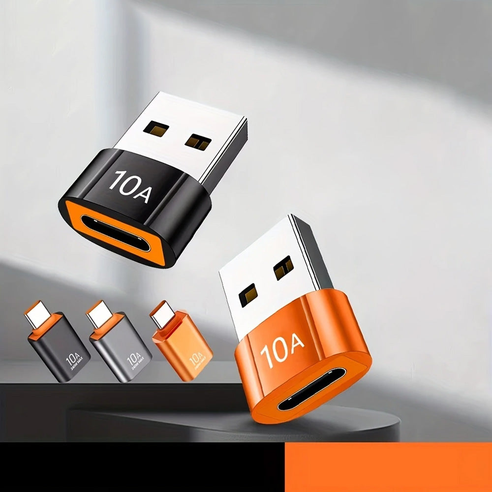 Adaptor Date si Incarcare USB-C - USB-A Techsuit A7 HyperPort, Negru Portocaliu