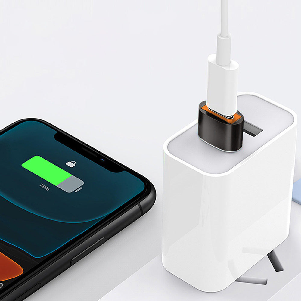 Adaptor Date si Incarcare USB-C - USB-A Techsuit A7 HyperPort, Negru Portocaliu