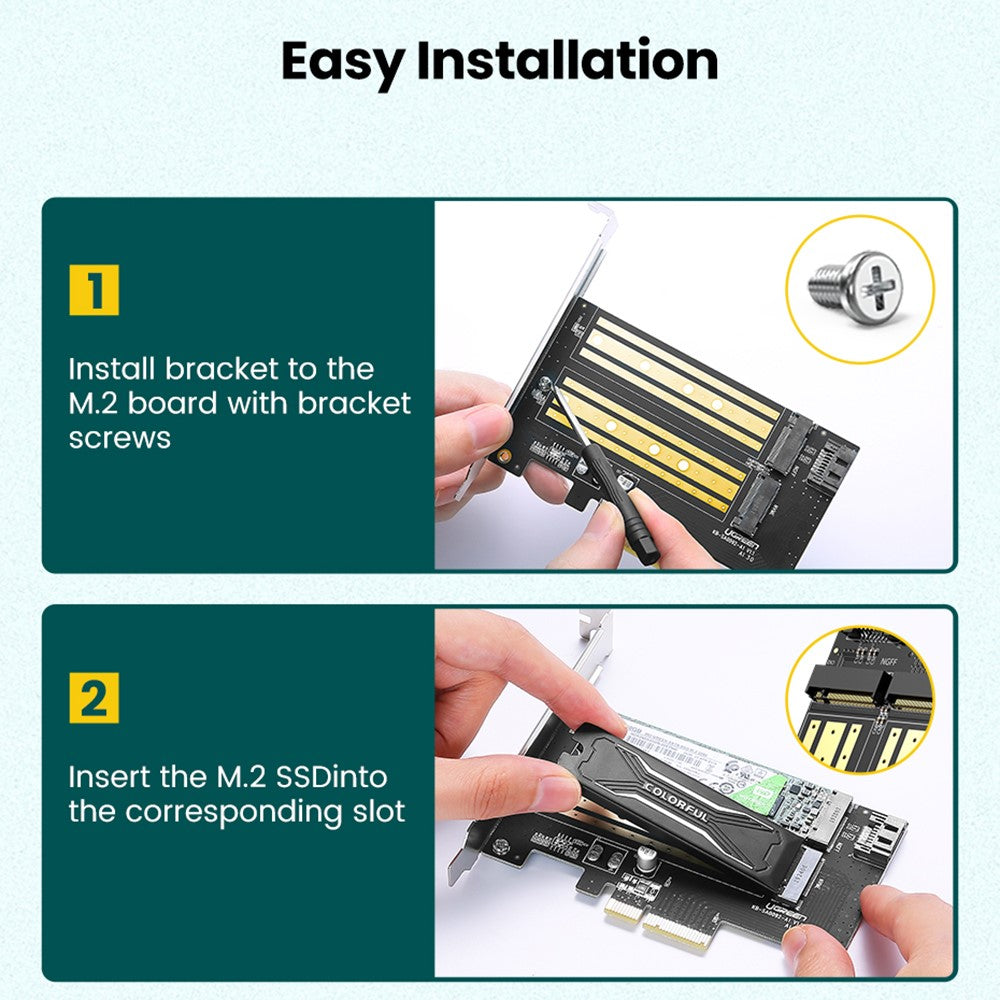 Adaptor Interfata SSD UGREEN CM302 (70504), NVMe M.2 / SATA - PCIe 3.0 X4
