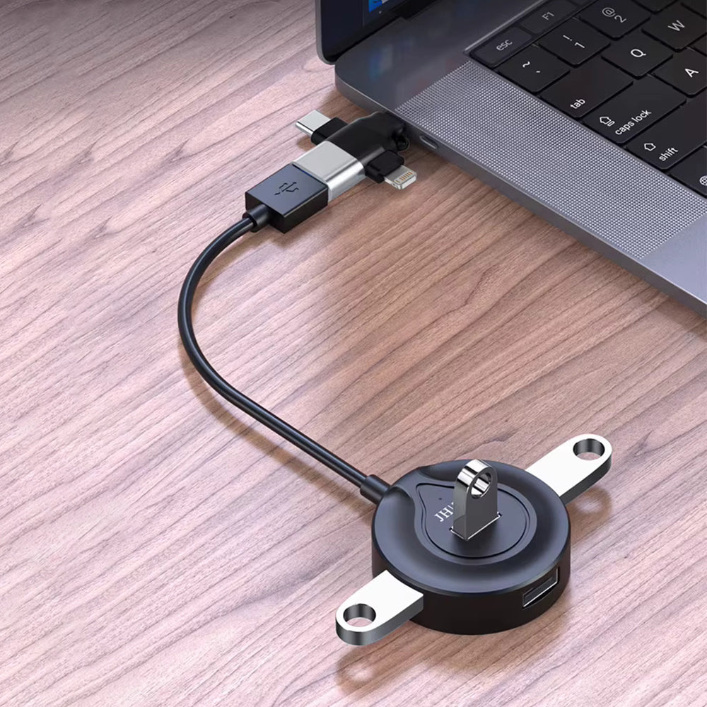 Adaptor OTG Lightning / microUSB / USB-C - USB-A Techsuit A17 SoundVoltX, Negru
