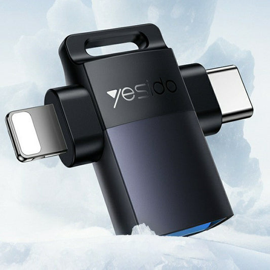Adaptor OTG Lightning / USB-C - USB-A Yesido GS35, Gri