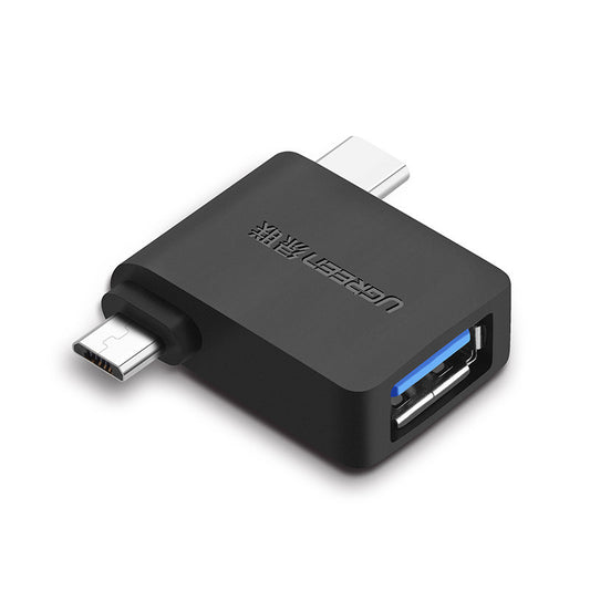 Adaptor OTG microUSB / USB-C - USB-A UGREEN U30453, Negru