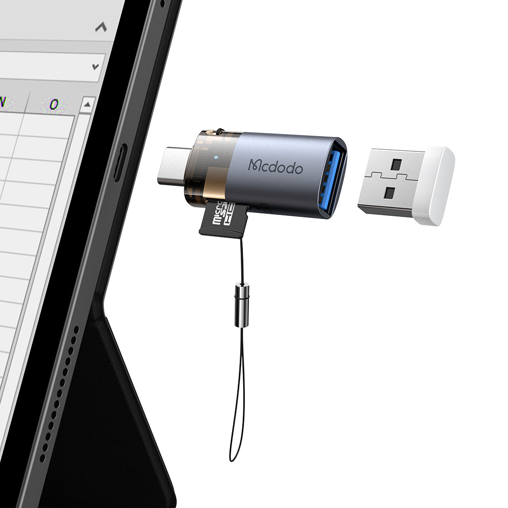 Cititor Card USB-C McDodo OT-7600, USB-A (OTG) - microSD, Negru