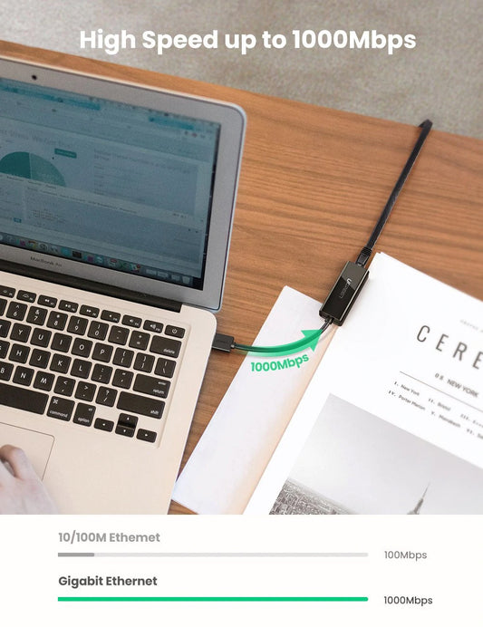 Placa Retea UGREEN CR111, RJ45, USB 3.0, Negru