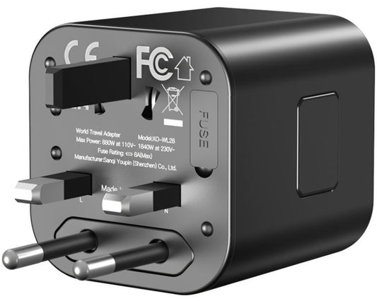 Adaptor Retea XO Design WL28 Travel US / UK / AU / CN / EU, Negru