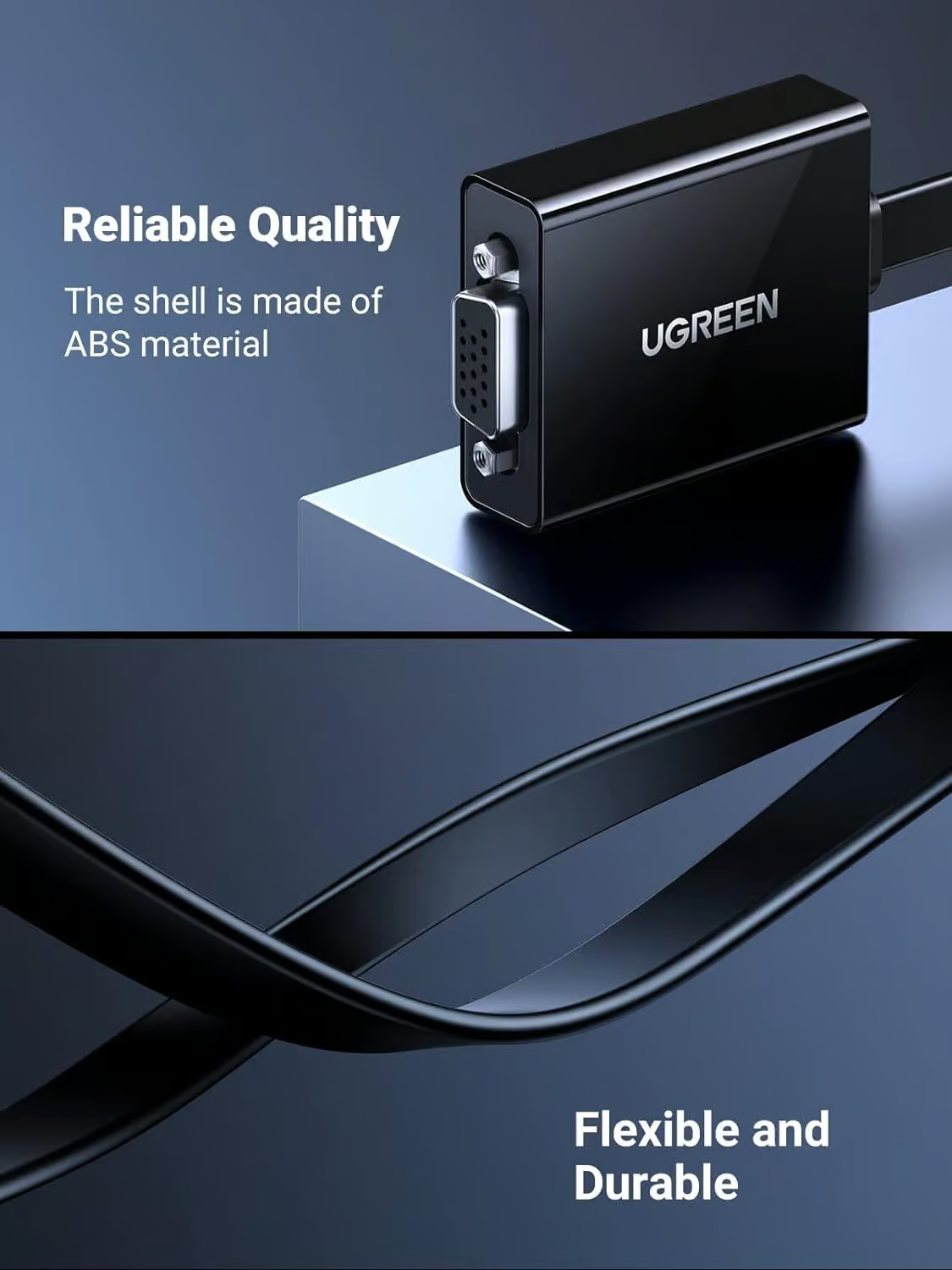 Adaptor Video UGREEN CM611 (90813), HDMI - VGA, 1080P, Negru