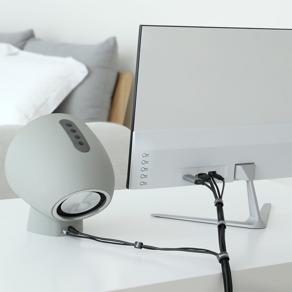 Organizator Cabluri Baseus Circle, Velcro, 3m, Negru ACMGT-F01