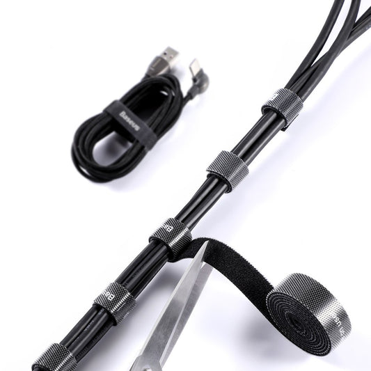 Organizator Cabluri Baseus Circle, Velcro, 3m, Negru ACMGT-F01