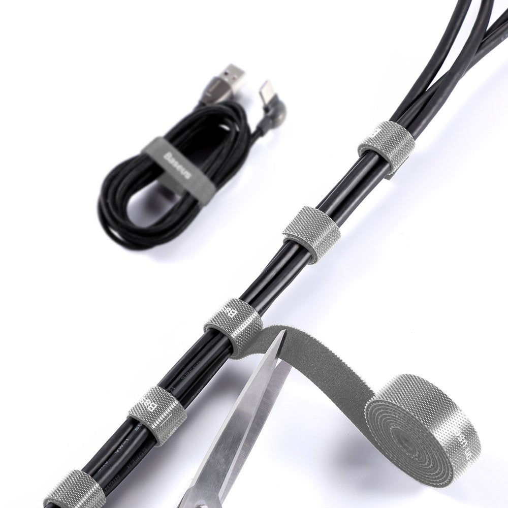 Organizator Cabluri Baseus Circle, Velcro, 3m, Gri ACMGT-F0G