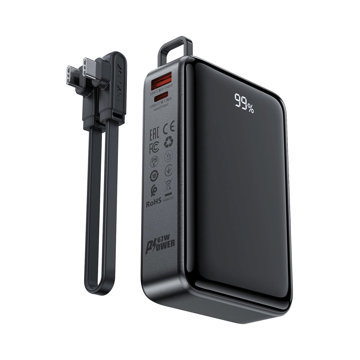 Baterie Externa Acefast M4, 20000mAh, 67W, PD, 1 x USB-A - 2 x USB-C, Neagra