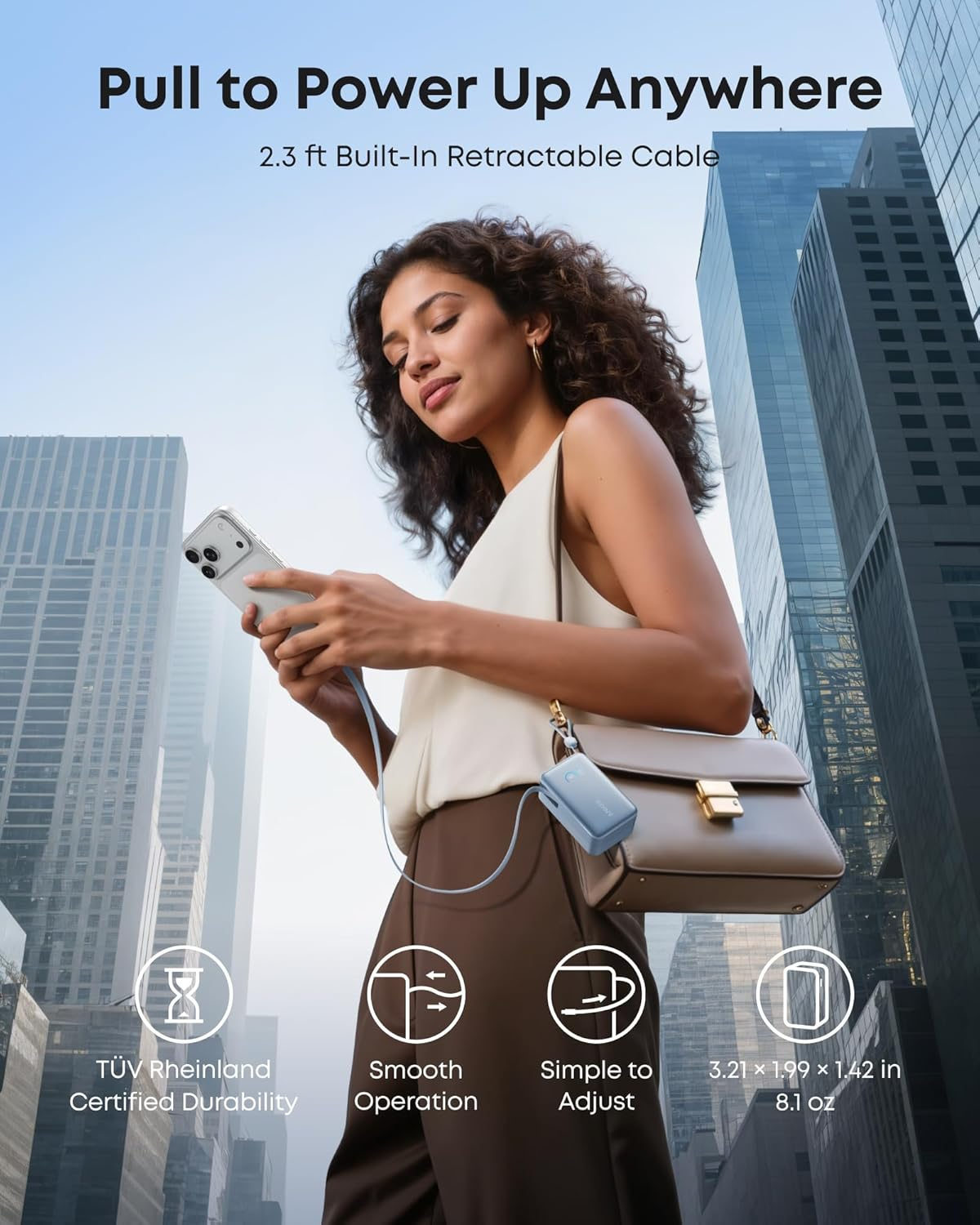 Baterie Externa Anker Nano, 10000mAh, 45W, QC + PD, 1 x USB-A - 2 x USB-C, Albastra