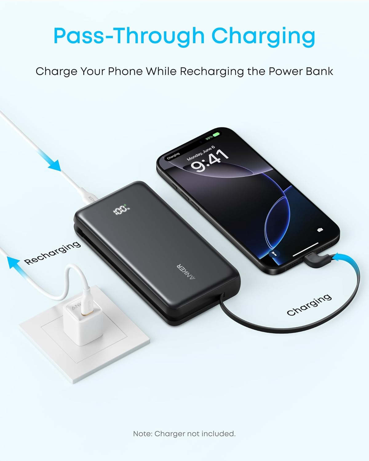 Baterie Externa Anker Zolo, 10000mAh, 22.5W, QC + PD, 1 x USB-A - 2 x USB-C, Neagra A110DH11