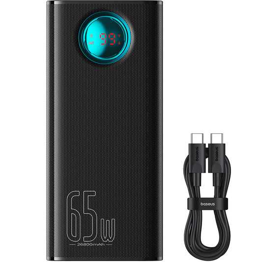 Baterie Externa Baseus Amblight Digital Display, 26800mAh, 65W, QC + PD, 1 x USB-C - 4 x USB-A, Neagra P10022402113-00