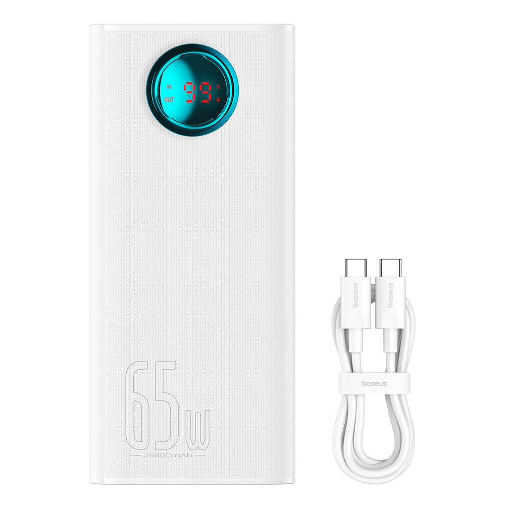Baterie Externa Baseus Amblight Digital Display, 26800mAh, 65W, QC + PD, 1 x USB-C - 4 x USB-A, Alba P10022402223-00
