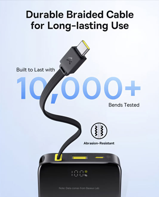 Baterie Externa Baseus EnerFill Bipow2 Pro, 10000mAh, 22.5W, QC + PD, 1 x USB-A - 2 x USB-C, Neagra E0027600