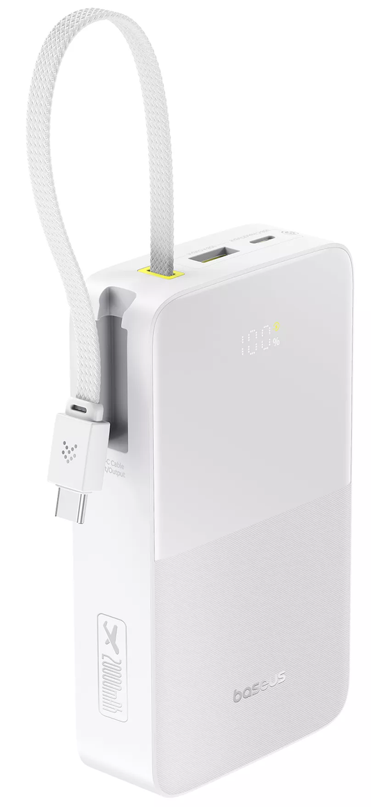 Baterie Externa Baseus EnerFill Bipow2 Pro, 20000mAh, 22.5W, QC + PD, 1 x USB-A - 2 x USB-C, Alba E0027700