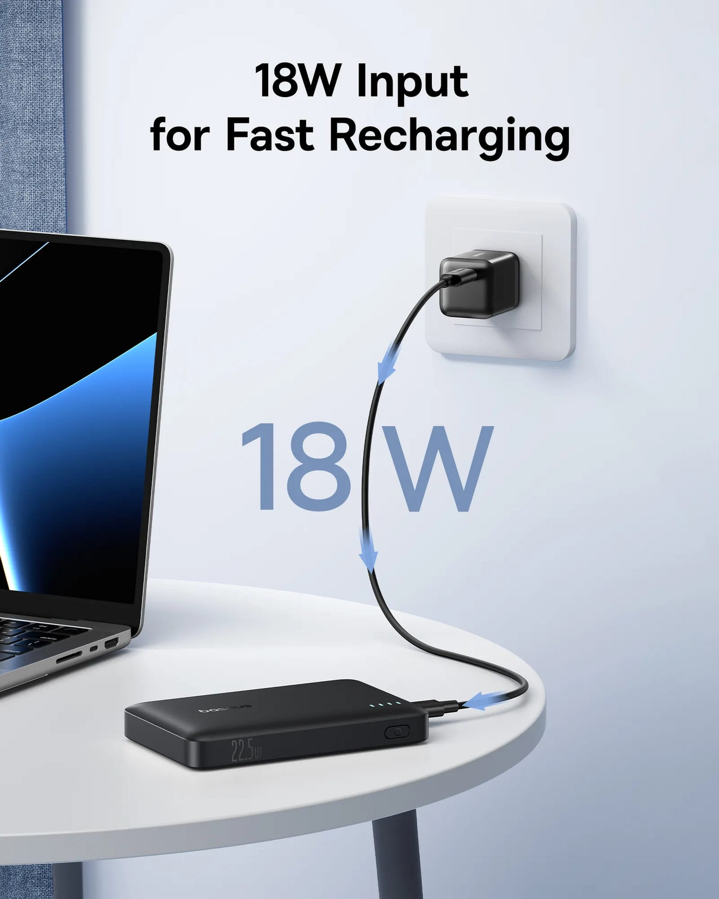 Baterie Externa Baseus EnerFill FP21, 10000mAh, 22.5W, QC + PD, 1 x USB-A - 2 x USB-C, Neagra P1008210D123-00