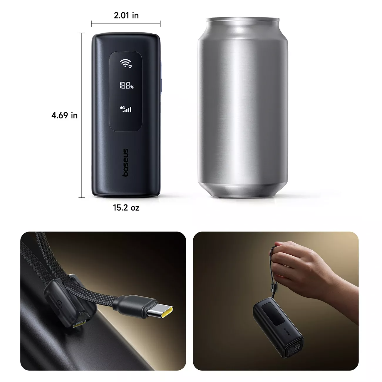 Baterie Externa Baseus EnerGeek GX11, 20000mAh, 67W, QC + PD, 1 x USB-A - 2 x USB-C, Neagra E0025701