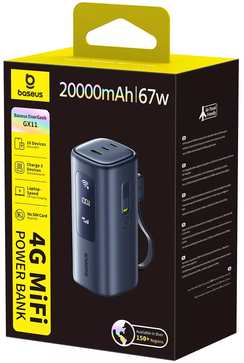 Baterie Externa Baseus EnerGeek GX11, 20000mAh, 67W, QC + PD, 1 x USB-A - 2 x USB-C, Neagra E0025701