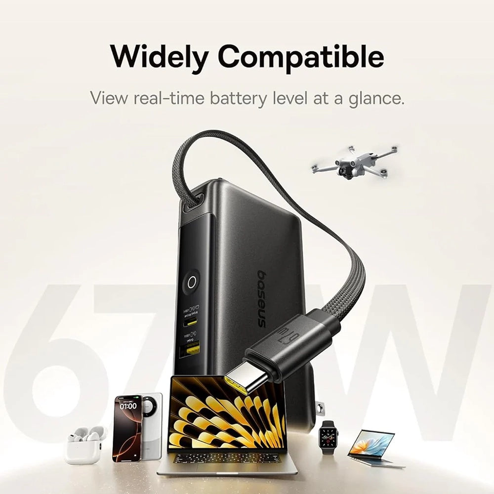 Baterie Externa Baseus Nomos NT11 Omni US, 10000mAh, 67W, QC + PD, 1 x USB-A - 2 x USB-C, Neagra P10078807123-00