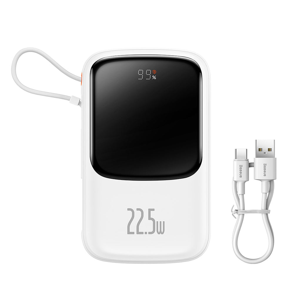 Baterie Externa Baseus Qpow Pro, 10000mAh, 22.5W, QC + PD, 1 x USB-A - 2 x USB-C, Alba PPQD020102