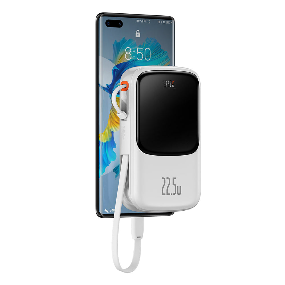 Baterie Externa Baseus Qpow Pro, 10000mAh, 22.5W, QC + PD, 1 x USB-A - 2 x USB-C, Alba PPQD020102