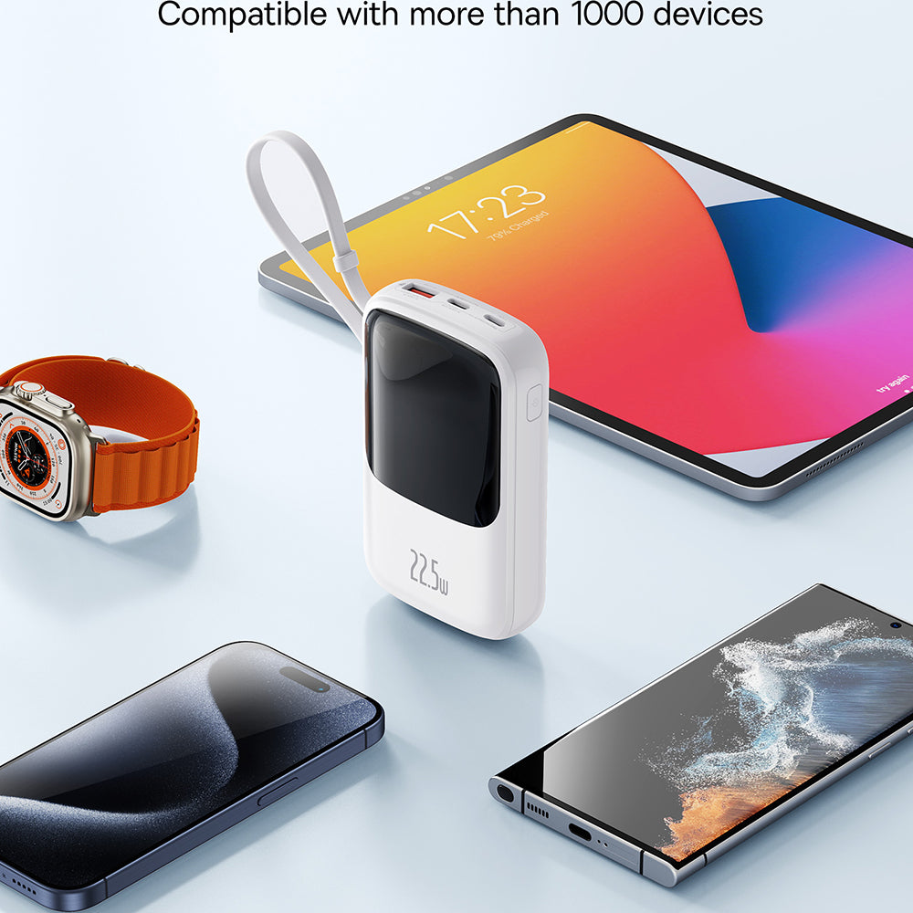 Baterie Externa Baseus Qpow Pro+, 10000mAh, 22.5W, QC + PD, 1 x USB-A - 2 x USB-C, Alba P10067101213-00