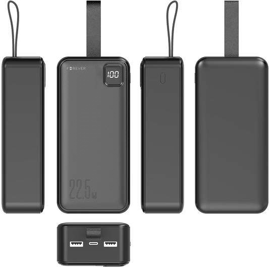 Baterie Externa Forever TB-300XL, 30000mAh, 22.5W, QC + PD, 1 x USB-C - 2 x USB-A, Neagra