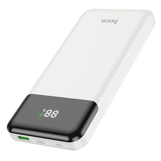 Baterie Externa HOCO J102, 10000mAh, 20W, QC + PD, 1 x USB-A - 1 x USB-C, Alba