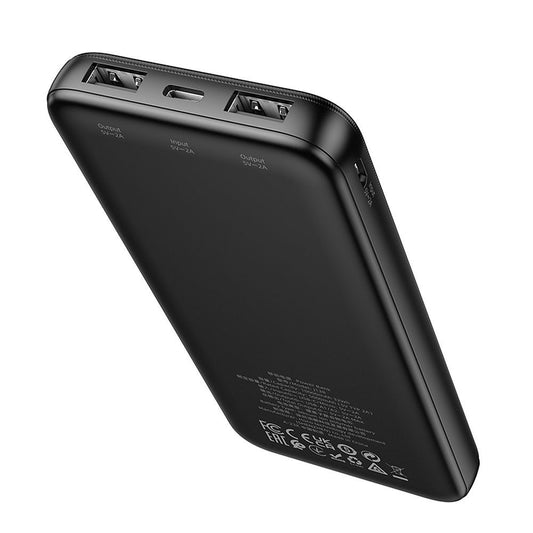 Baterie Externa HOCO J128, 10000mAh, 10W, 2 x USB-A, Neagra