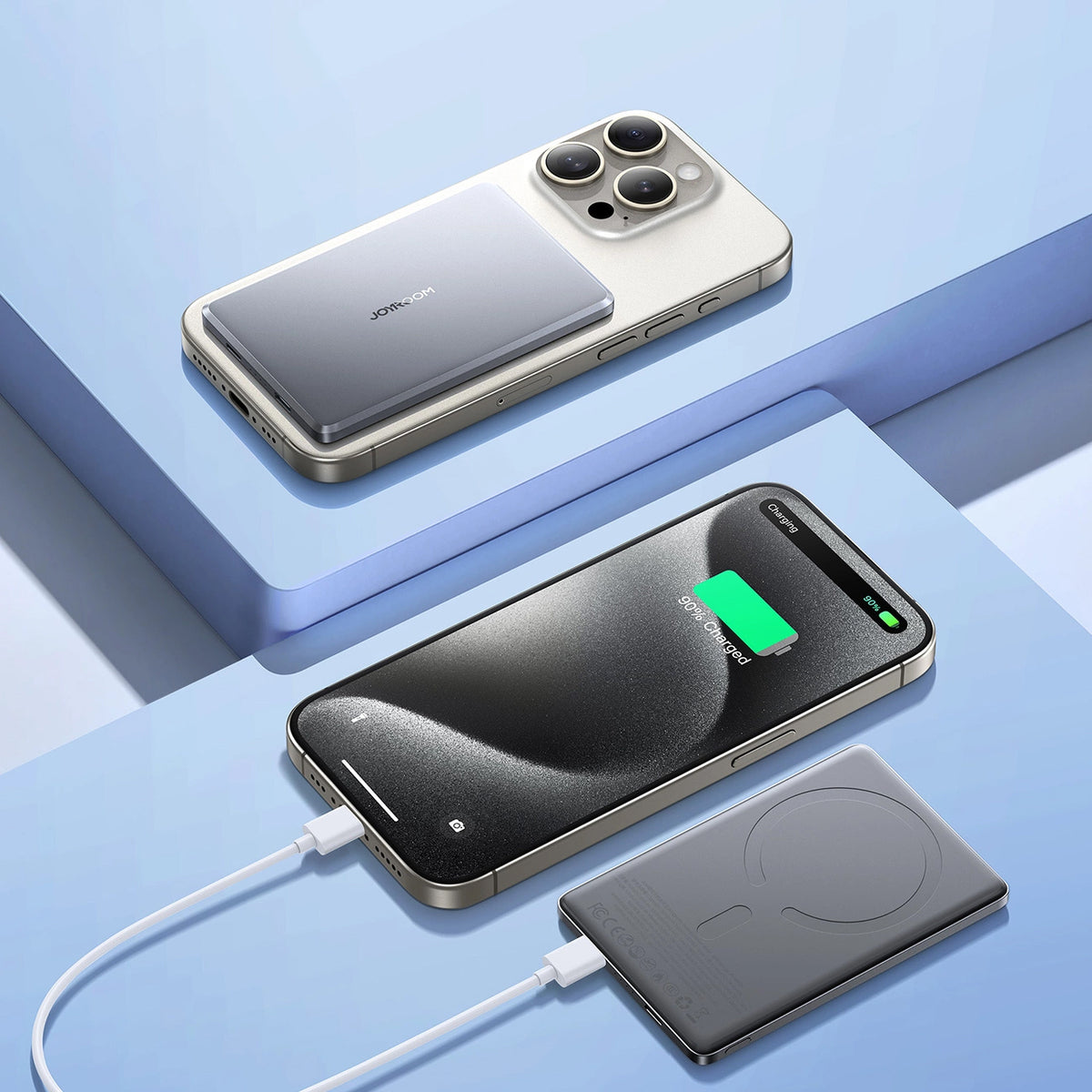 Baterie Externa Wireless Joyroom JR-PBM08, 5000mAh, 20W, PD + FQI, 1 x QI - 1 x USB-C, Gri