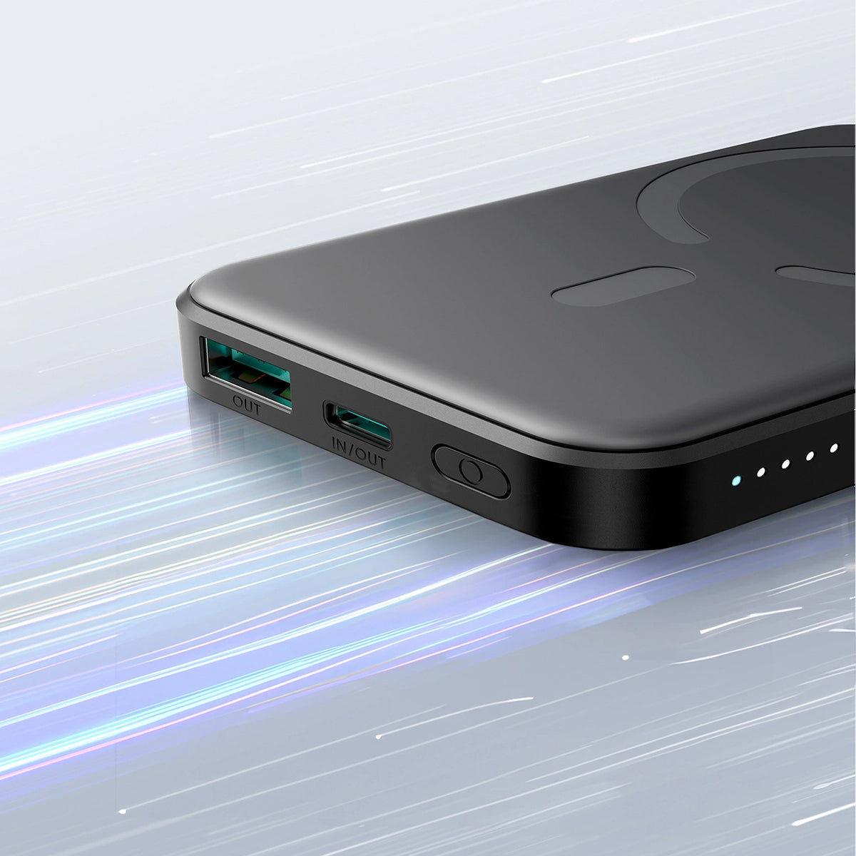 Baterie Externa Wireless Joyroom JR-W020 Mini, 5000mAh, 20W, QC + PD + FQI, 1 x QI - 1 x USB-A - 1 x USB-C, Neagra