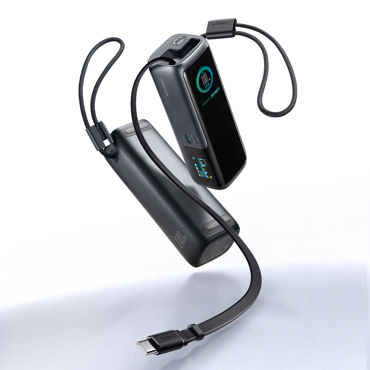 Baterie Externa Joyroom PODIX PR70, 25000mAh, 240W, QC + PD, 1 x USB-A - 3 x USB-C, Neagra