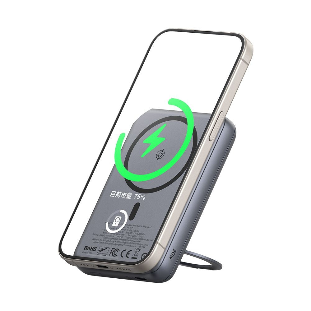 Baterie Externa Wireless McDodo MC-8371 Meta, 10000mAh, 20W, PD + FQI, 1 x QI - 1 x USB-C, Gri