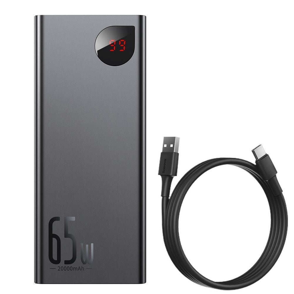 Baseus Adaman Powerbank 20000mAh | 65W QC + PD | 1x USB-C & 2x USB-A | Schwarz