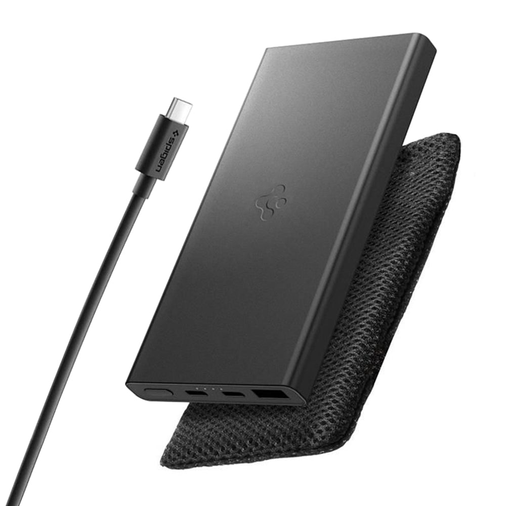 Baterie Externa Spigen Essential, 10000mAh, 22.5W, QC + PD, 1 x USB-A - 2 x USB-C, Neagra ABA09431