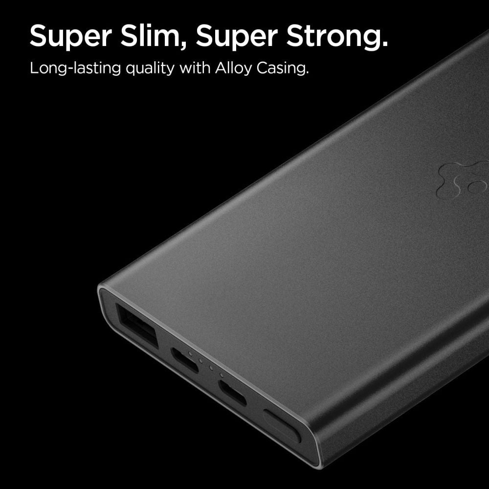 Baterie Externa Spigen Essential, 10000mAh, 22.5W, QC + PD, 1 x USB-A - 2 x USB-C, Neagra ABA09431