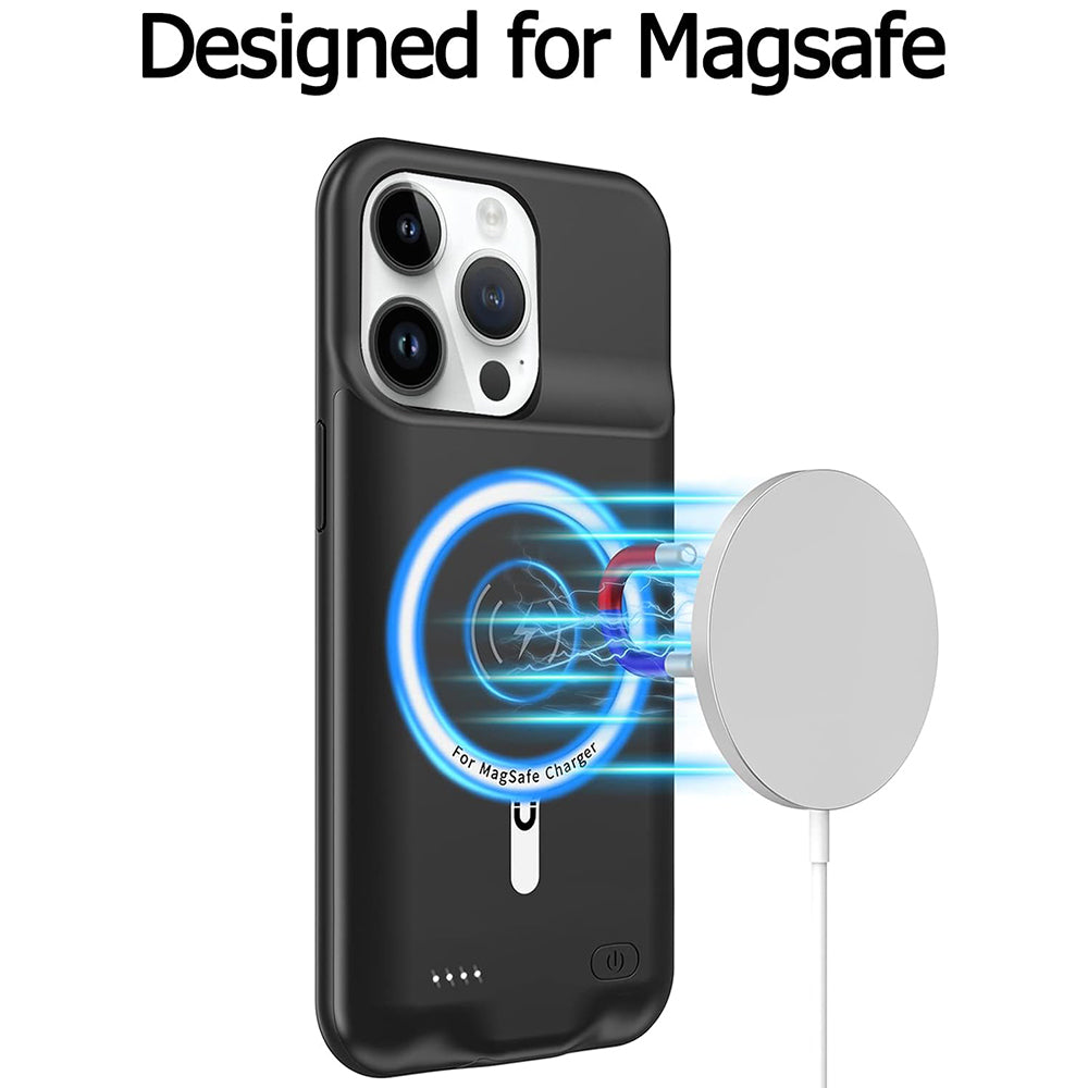 Baterie Externa Tip Husa Wireless Techsuit Power Pro Battery pentru Apple iPhone 15, 7000mAh, Neagra