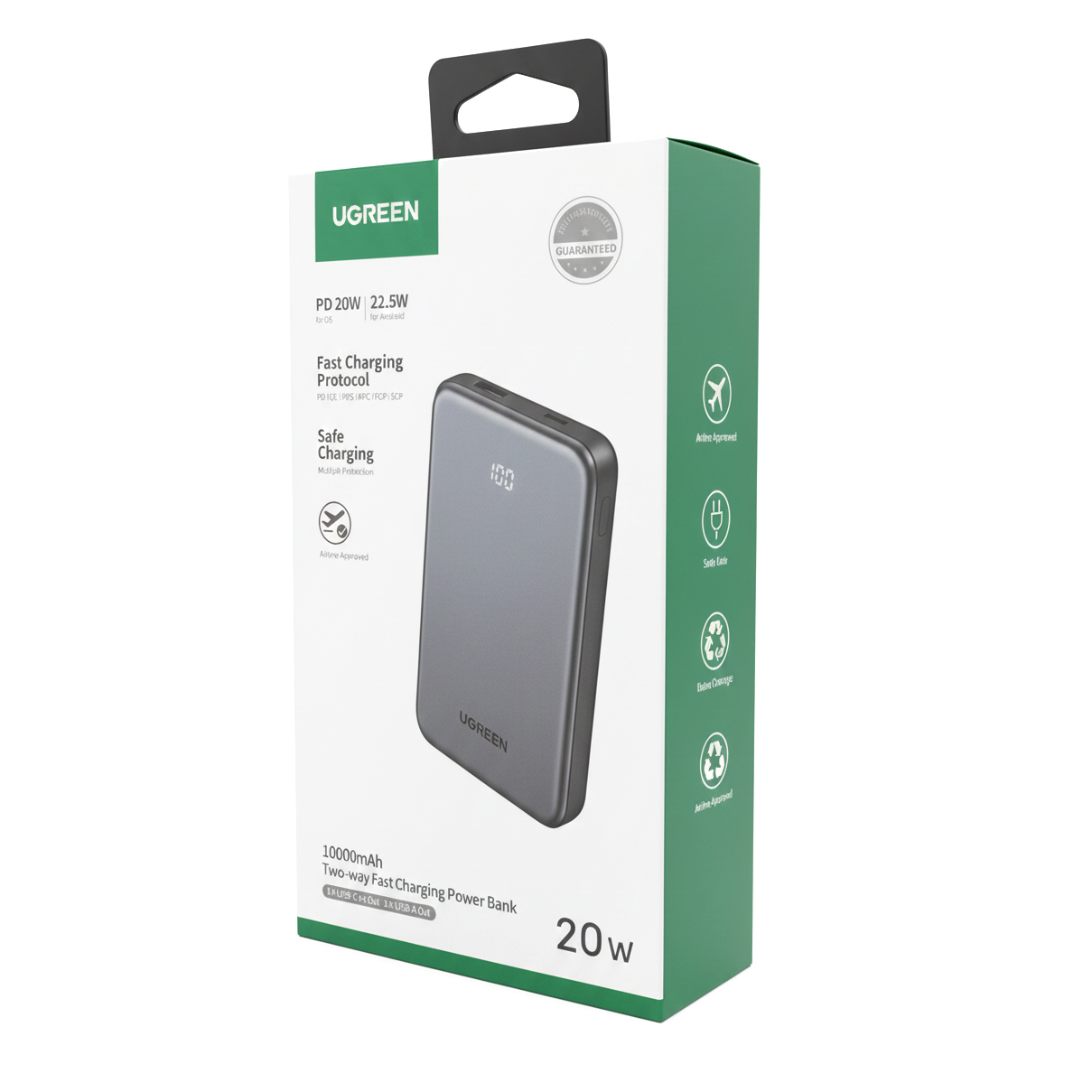 Baterie Externa UGREEN 75131B, 10000mAh, 22.5W, QC + PD, 1 x USB-A - 1 x USB-C, Gri