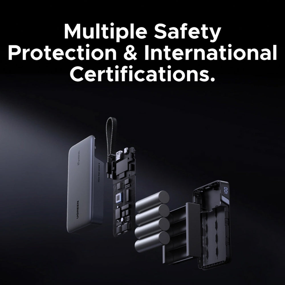 Baterie Externa UGREEN PB550, 20000mAh, 67W, QC + PD, 1 x USB-A - 2 x USB-C, Gri