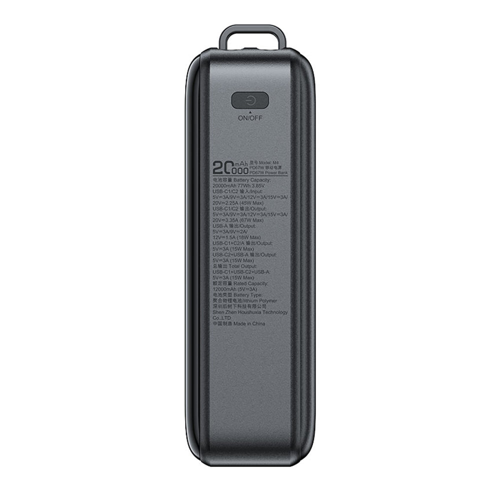 Baterie Externa Acefast M4, 20000mAh, 67W, PD, 1 x USB-A - 2 x USB-C, Neagra