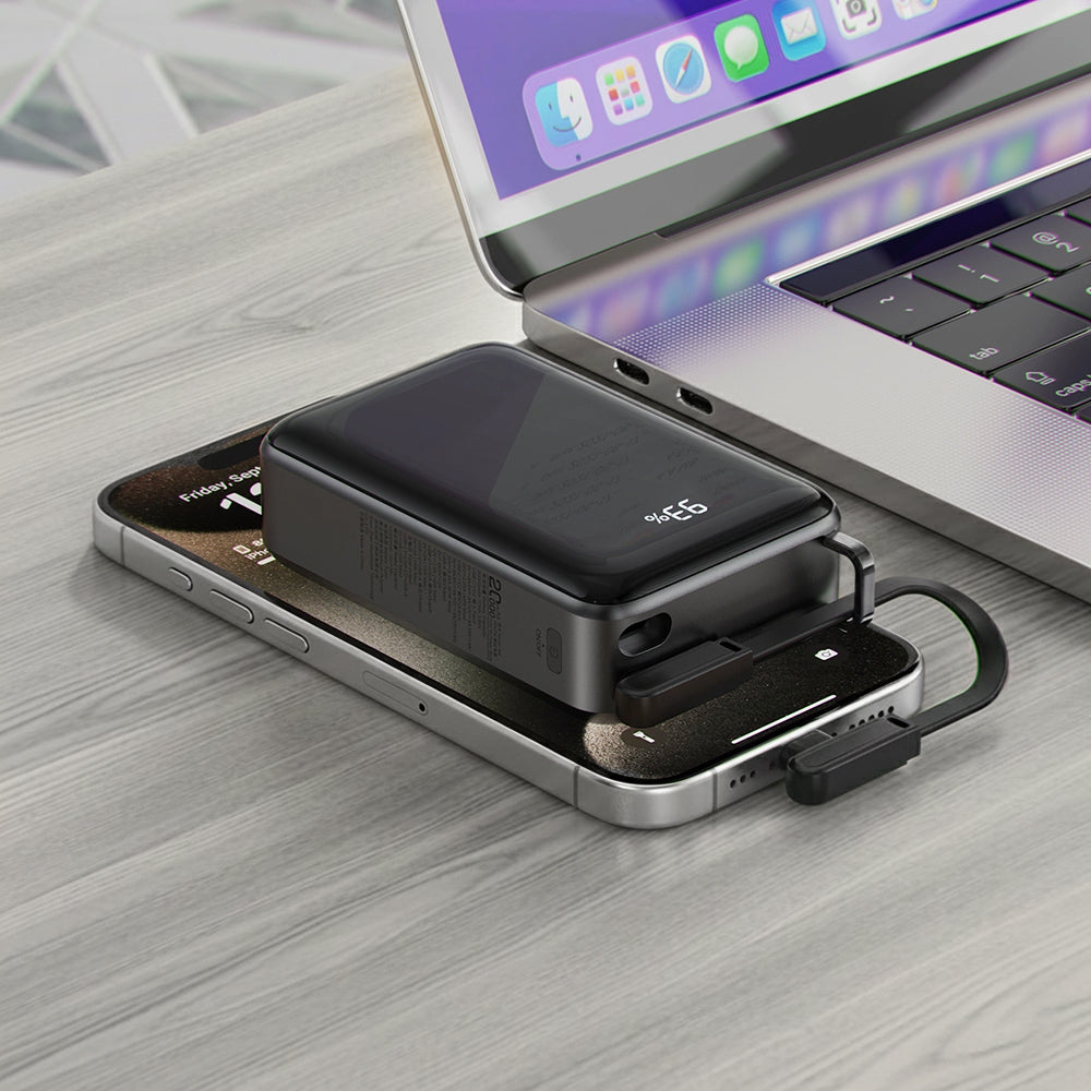 Baterie Externa Acefast M4, 20000mAh, 67W, PD, 1 x USB-A - 2 x USB-C, Neagra