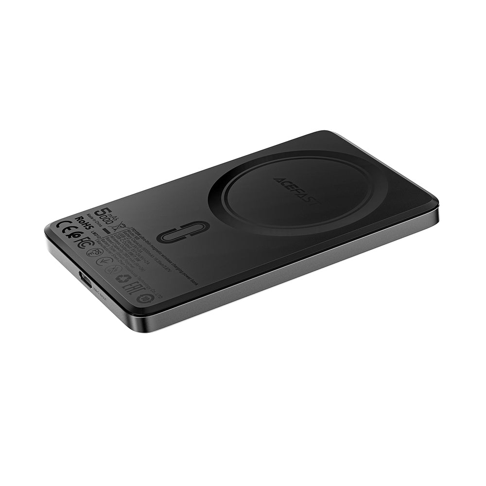 Baterie Externa Wireless Acefast M8, 5000mAh, 18W, PD + FQI, 1 x QI - 1 x USB-C, Neagra