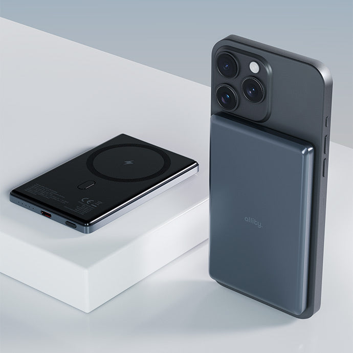 Baterie Externa Wireless Allity. APB-300, 5000mAh, 20W, PD + FQI, 1 x QI - 1 x USB-C, Gri