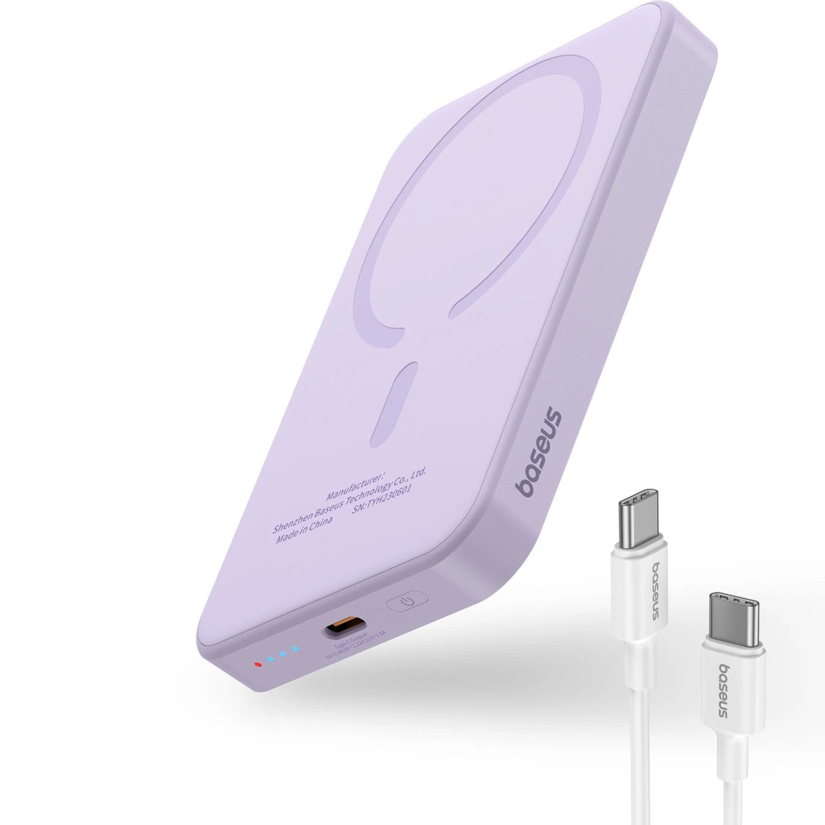 Baterie Externa Wireless Baseus Magnetic Mini, 5000mAh, 20W, PD + FQI, 1 x QI - 1 x USB-C, Mov P10022107513